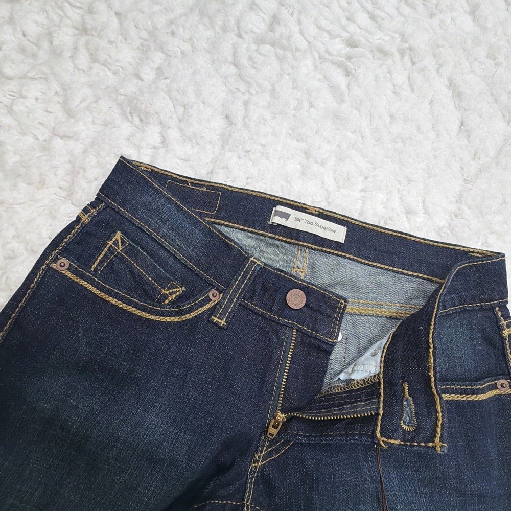 Levi's 524 Super Low Skinny Dark Wash Women's 3 M Blue Denim Stretch Slim New!! - Picture 9 of 11